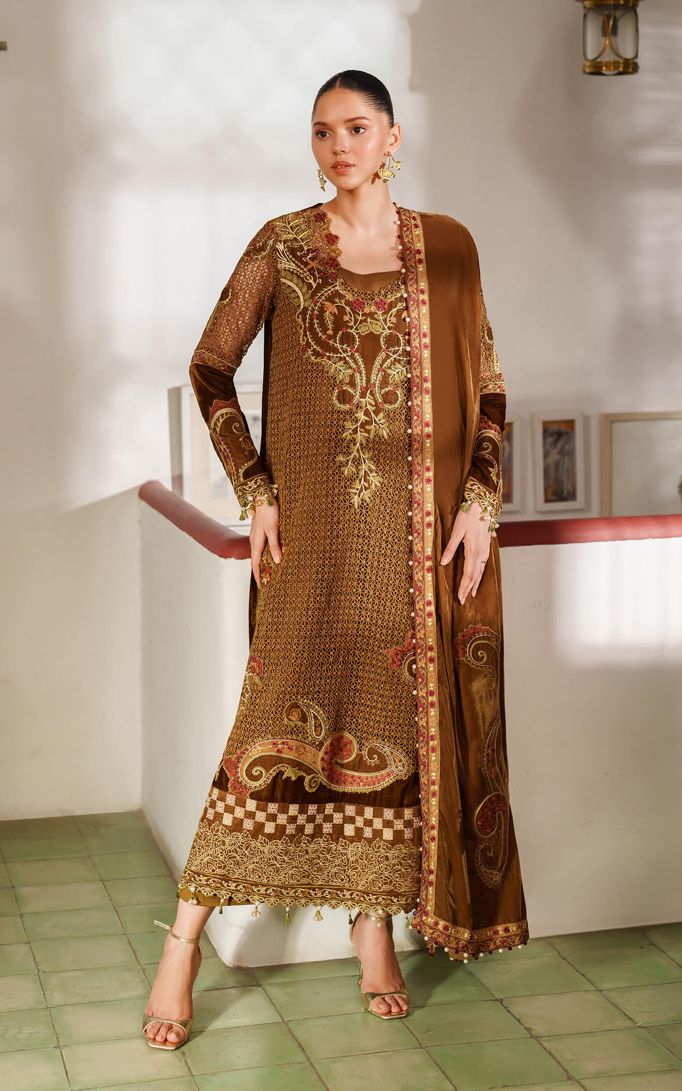 Eden by Asifa Nabeel Embroidered Cambric Suits Unstitched 3 Piece AN25ED D-06 Golden Dust - Winter Collection