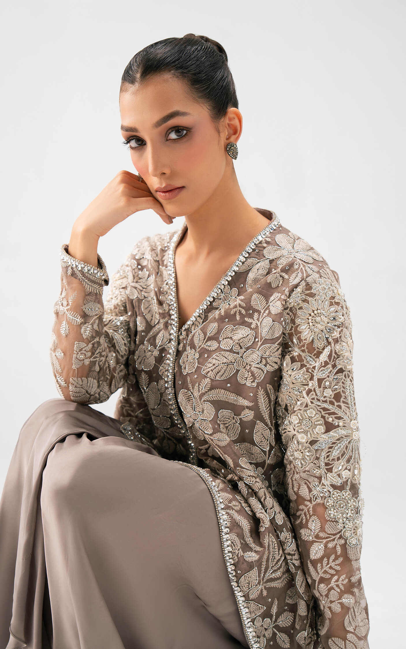 Taupe Bloom Drape Set