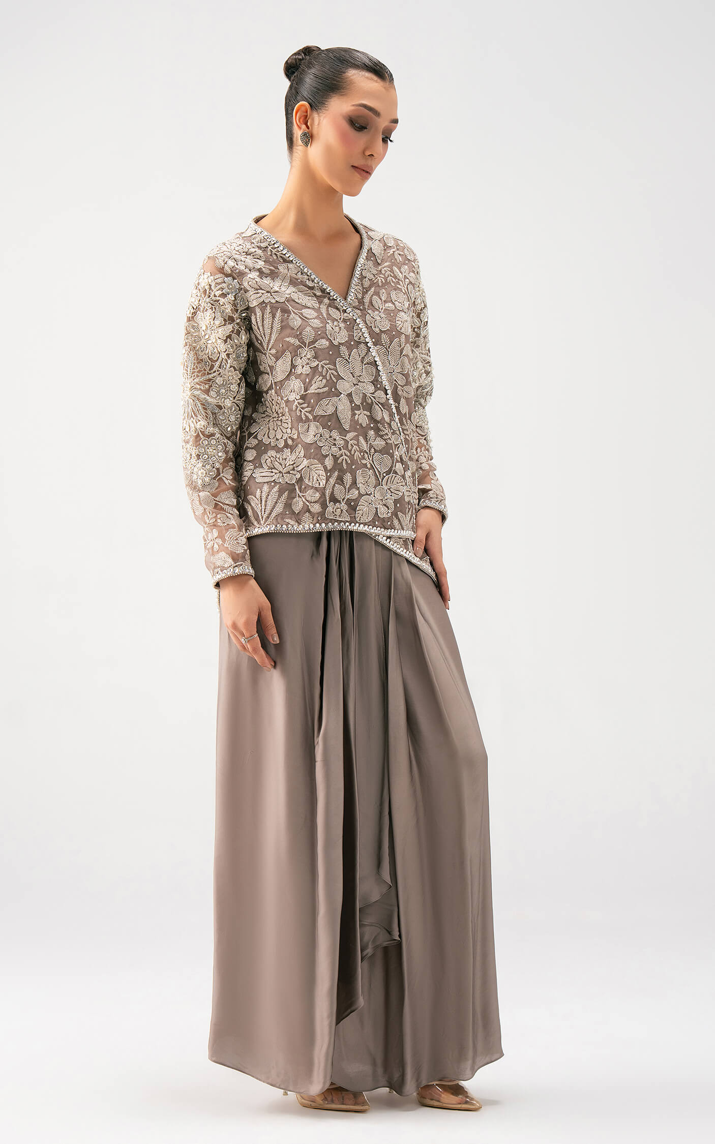 Taupe Bloom Drape Set