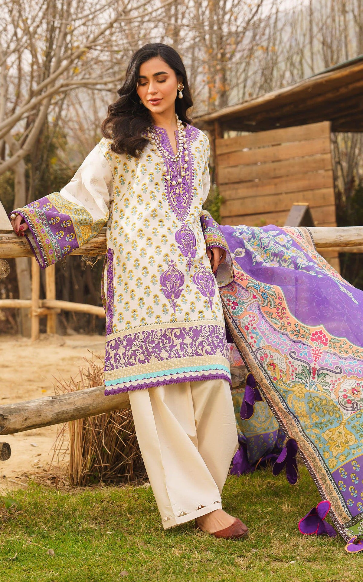 ALYSSA-U141M017 | Unstitched Lawn - Shop Now at Asifa and Nabeel