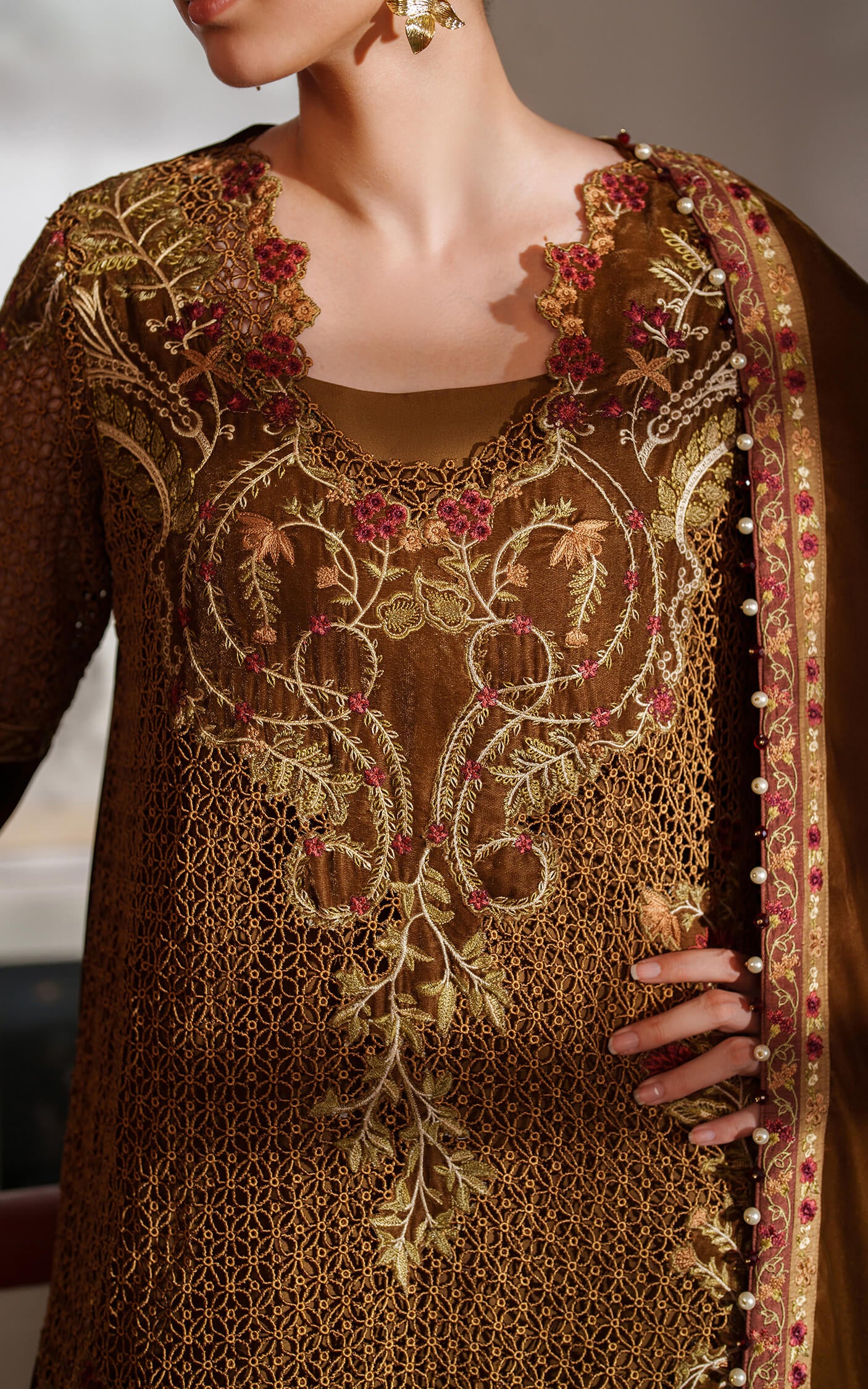 Cedar LWC25-08 | 3pcs Embroidered Unstitched Winter