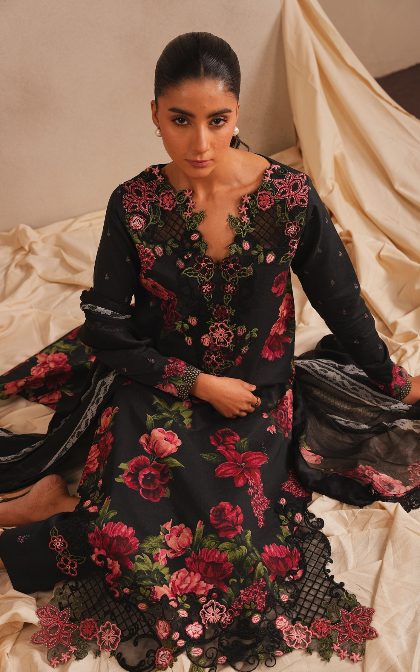 Azure Bloom MSSL-07 | 3pcs Embroidered Stitched Summer