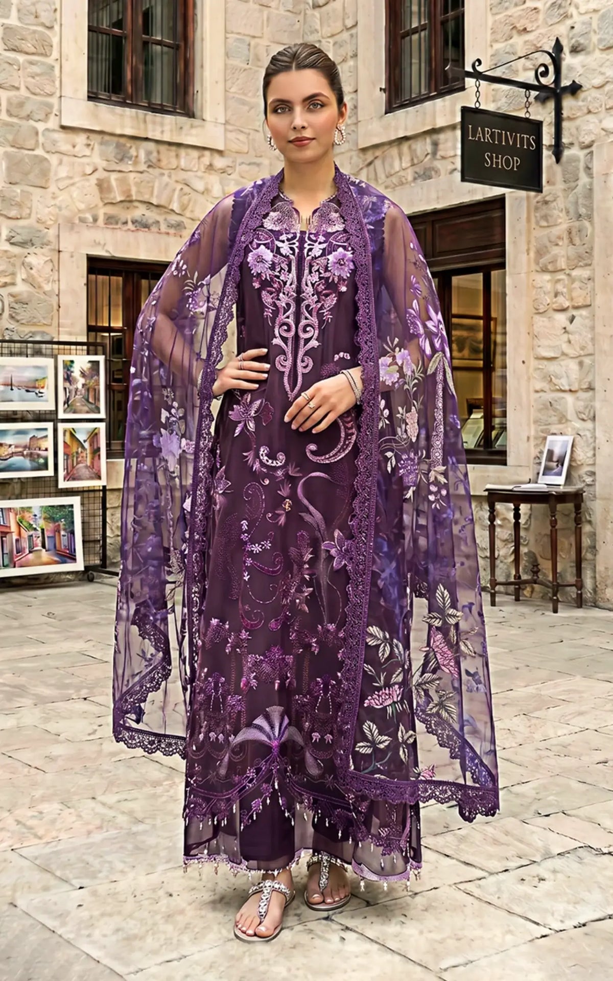 Plum Royale (SL26-10) | 3pcs Embroidered Stitched Summer