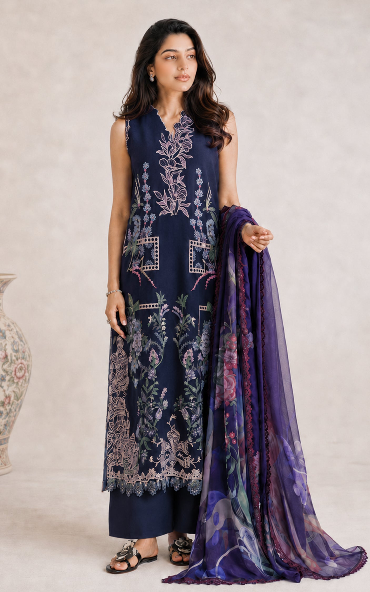 Azure Blue (SL26-14) | 3pcs Embroidered Unstitched Summer