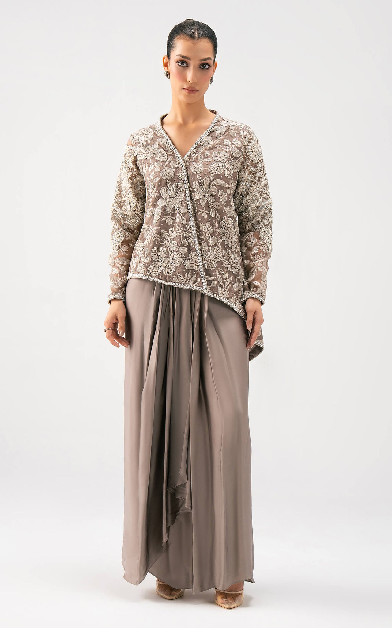 Taupe Bloom Drape Set
