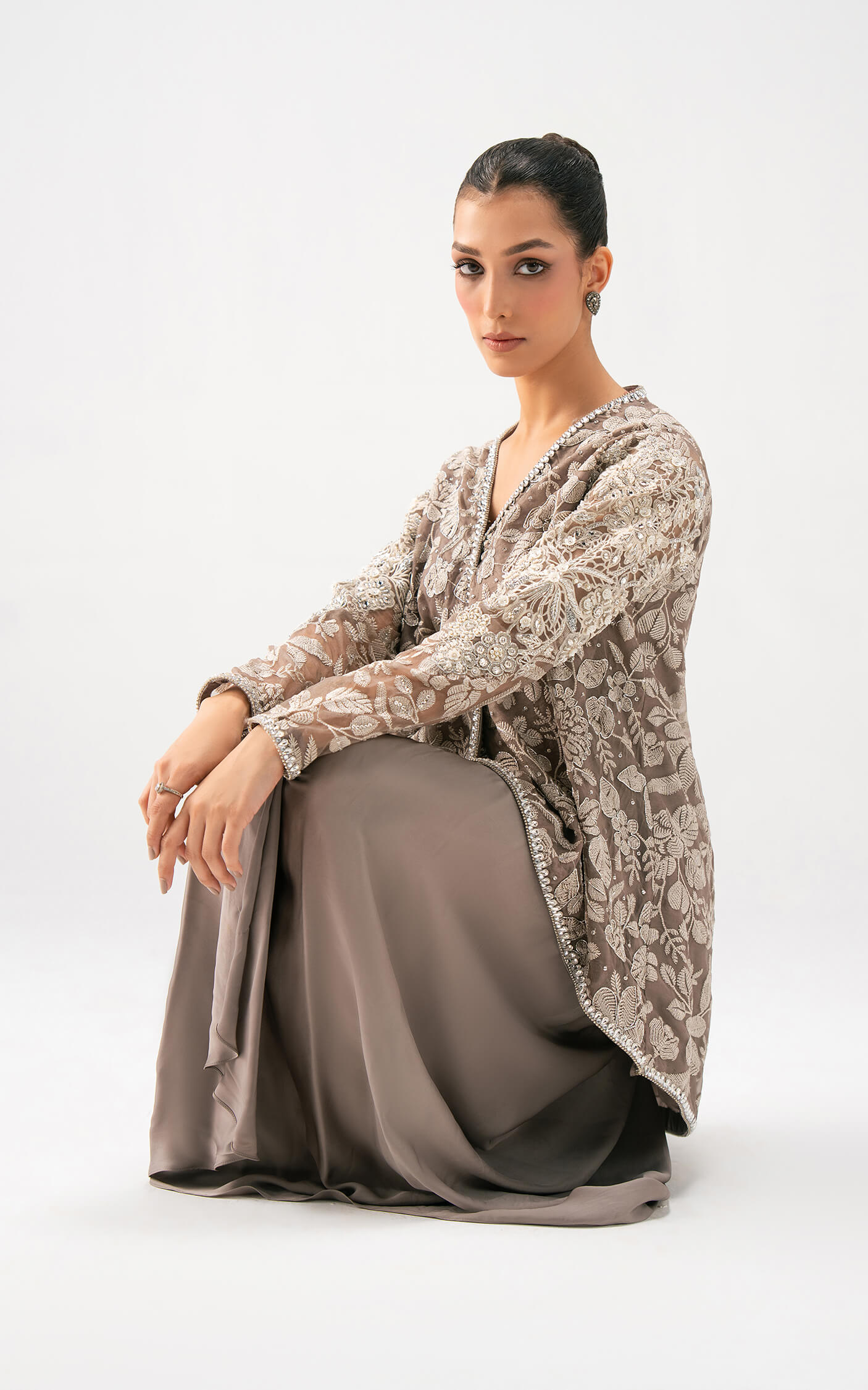 Taupe Bloom Drape Set