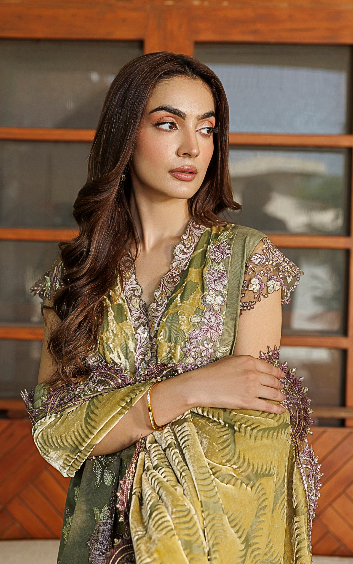 Olive Bloom (WLXU-01) | 3pcs Embroidered Stitched Winter