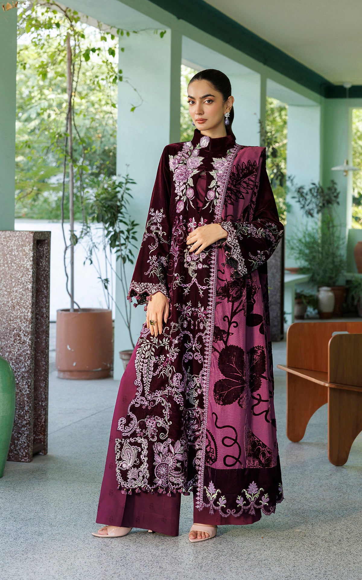 Wine Shine (WLXU-06) | 3pcs Embroidered Unstitched Winter